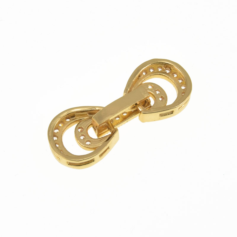 Застібка, 23х9 мм, Латунь з покриттям 18 kt, Куб. цирконій (ZAM-060826)