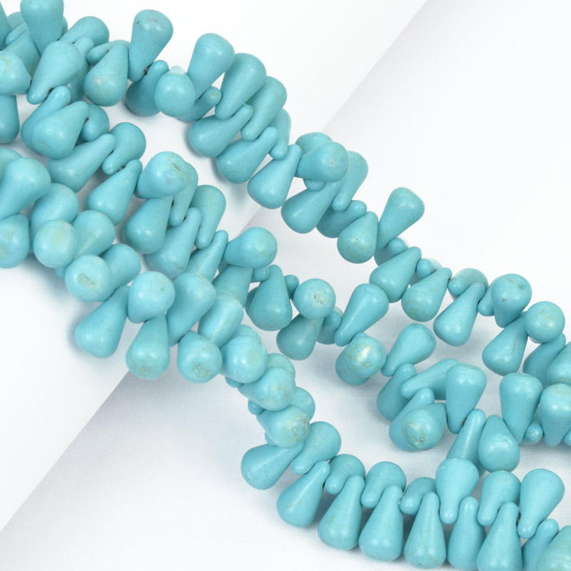 Намистини Бірюза пофарбована, Синт. камінь, 12х6 мм, Крапля (BUS-057685)
