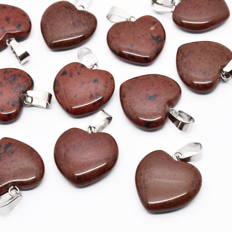 Підвіска Серце, Натур. камінь Обсидіан махогоновий, 20х20 мм (POD-054346)