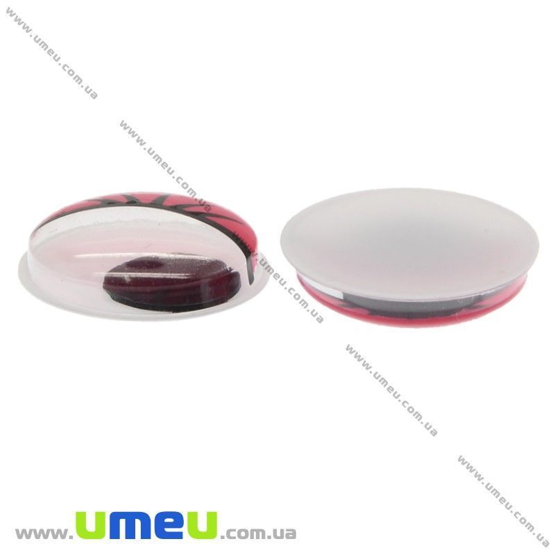 Очки з віями клейові круглі, 18 мм, Червоні (DIF-009175)