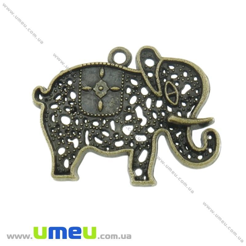Підвіска метал. Слон, 28х37 мм, Антична бронза (POD-021074)