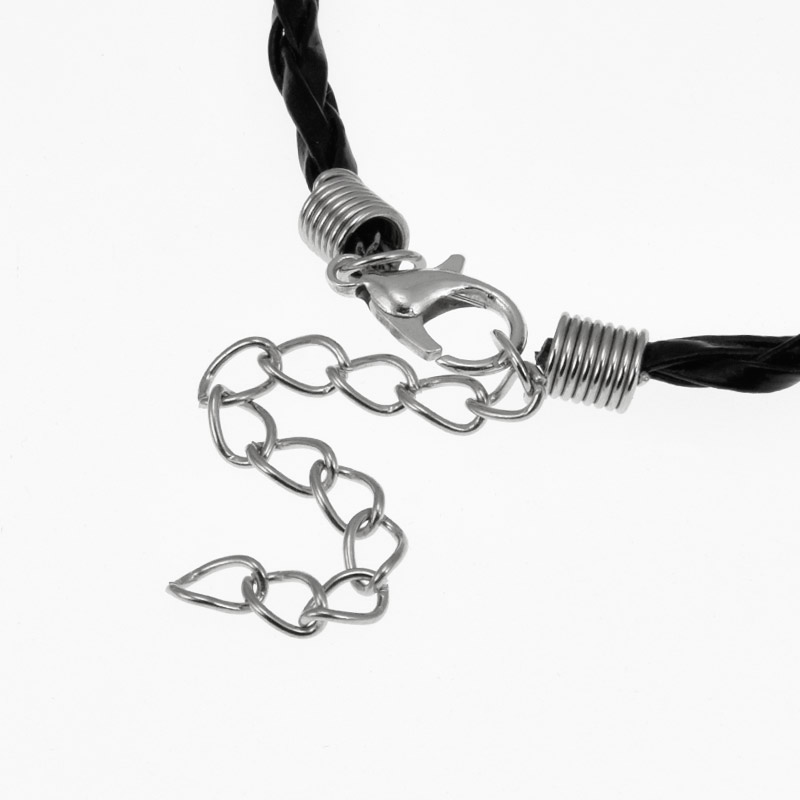 Основа для браслета плетена (кожзам), Чорна, 20 см, 3 мм (OSN-060513)