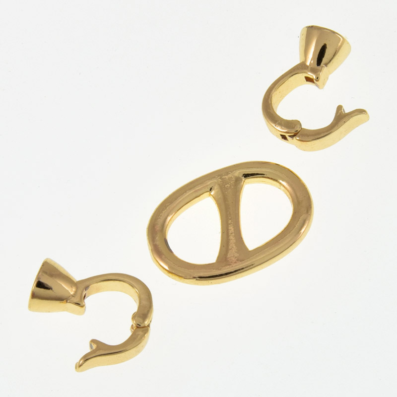 Застібка, 32х12 мм, Латунь з покриттям 18 kt (ZAM-060875)