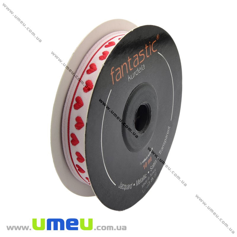 Тасьма Fantastic сердечка, 12 мм, Червона (LEN-010929)