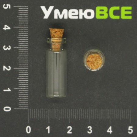 Скляна баночка з пробкою, 10х28 мм (DIF-001734)