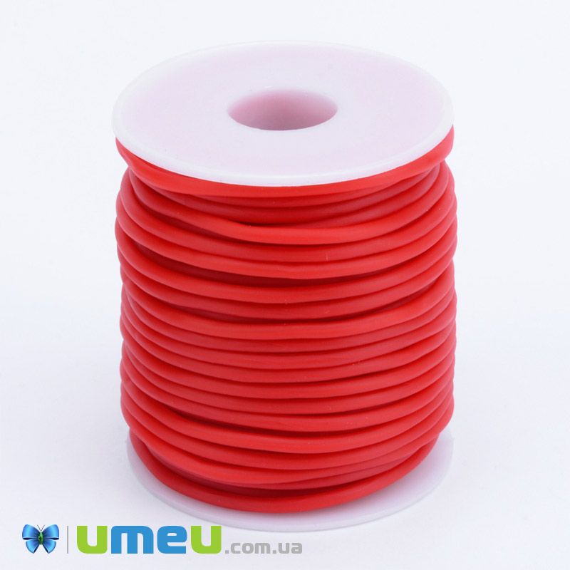 Шнур каучуковий порожнистий, 3 мм, Червоний (LEN-040193)