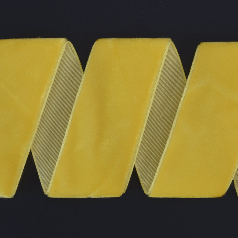 Лента бархатная, 25 мм, Желтая (LEN-061433)