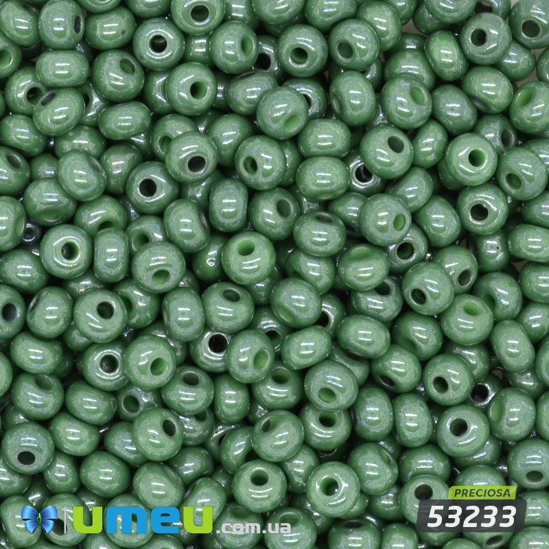 Бісер чеський 6/0, №53233, Зелений, Перламутровий (BIS-044883)