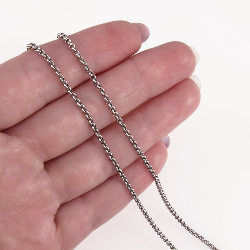 Ланцюг з нержавіючої сталі, 2 мм, Темне срібло (ZEP-055309)