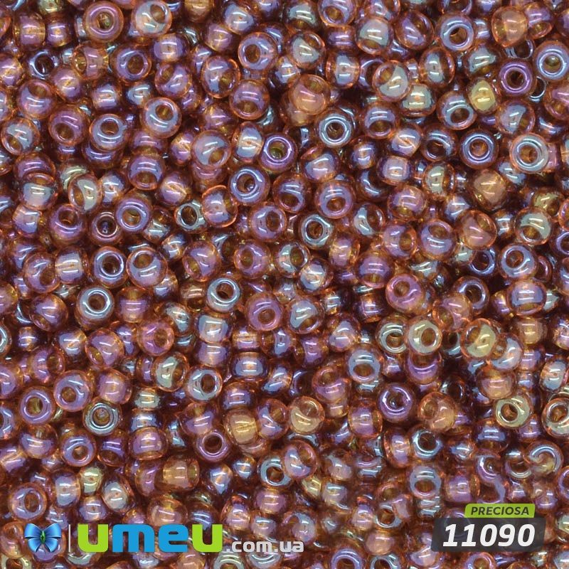 Бісер чеський №745 / 11090, Коричневий, Прозорий райдужний, 10/0 (BIS-036574)