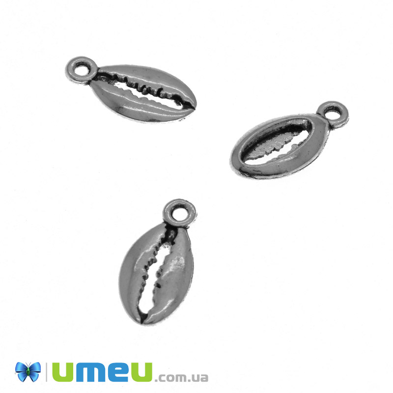 Підвіска метал. Мушля, 17х8 мм, Античне срібло (POD-045028)