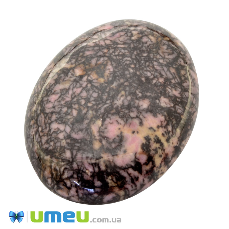 Кабошон нат. камінь Родоніт, Овал, 40,4 х30,3 мм (KAB-050543)