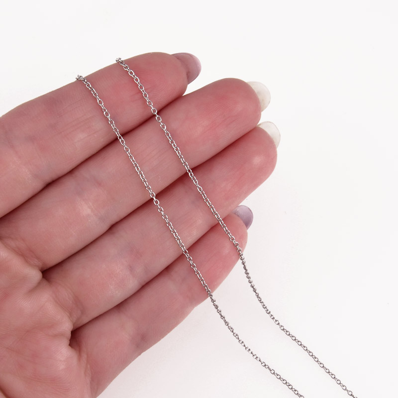 Цепь из нержавеющей стали, 1 мм, Темное серебро (ZEP-055307)