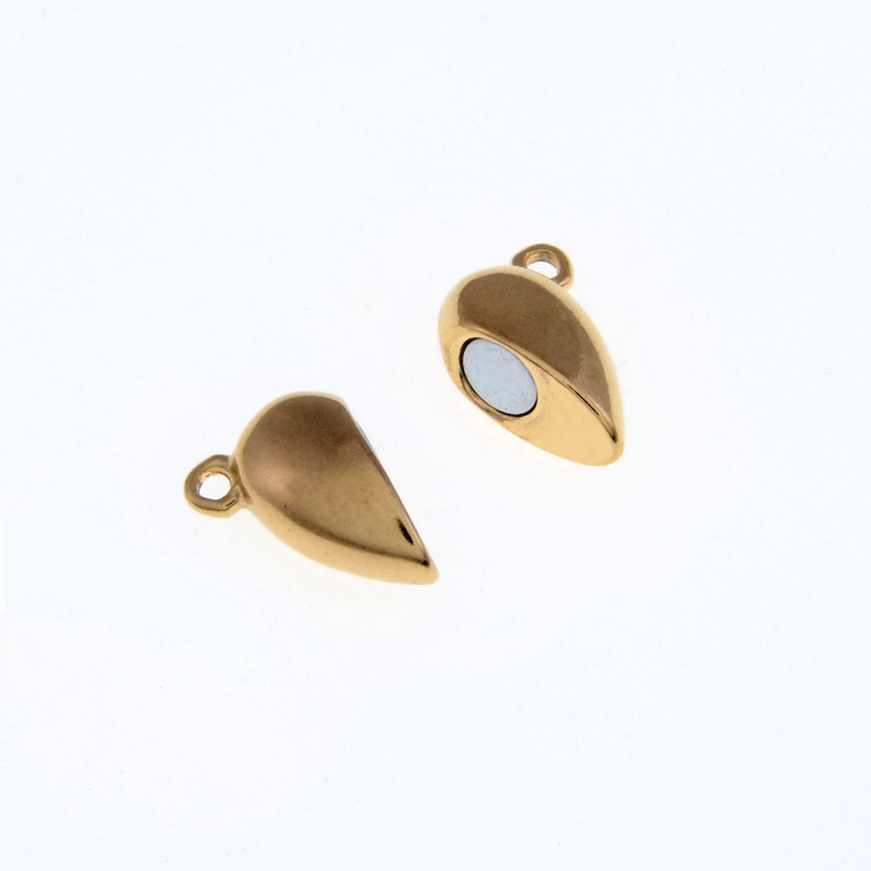 Замок магнитный из нерж. стали, Сердце, 16,5х11 мм, Золото (STL-055641)