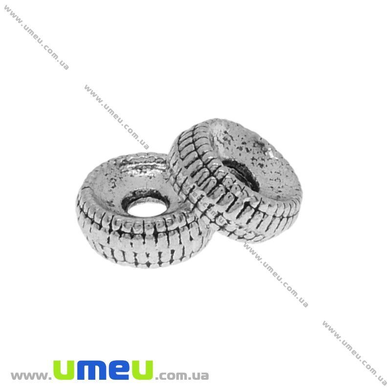 Намистина-розділювач мет., 7х3 мм, Античне срібло (BUS-032670)