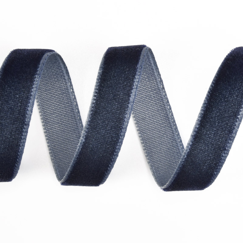 Лента бархатная, 10 мм, Синяя джинс (LEN-060302)