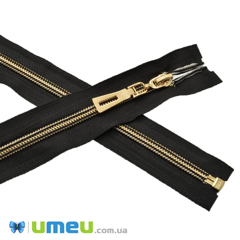 Блискавка спіральна роз'ємна Сільвер, 60 см, Тип 7, Чорна, Золото (ZIP-045196)