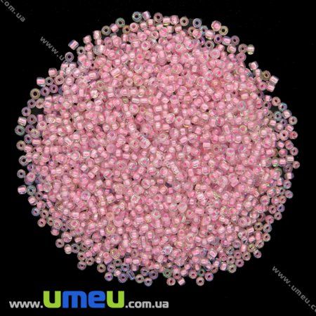 Бісер китайський дрібний, 12/0, Рожевий АВ профарбованих, 2 мм (BIS-008663)