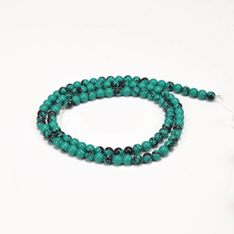 Намистини Бірюза, Синт. камінь, 4 мм, Круглі (BUS-056113)