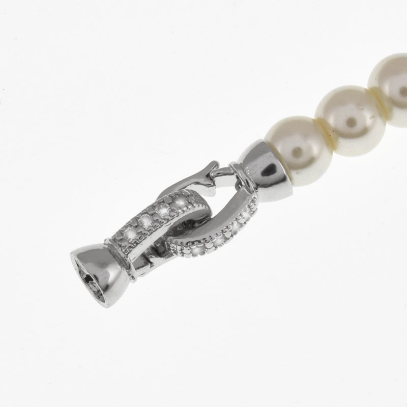 Застібка, 20х7 мм, Латунь з покриттям Родій, Куб. цирконій (ZAM-060846)