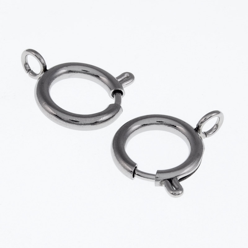 Замок-карабін круглий із нерж. сталі, 14 мм, Темне срібло (STL-055598)