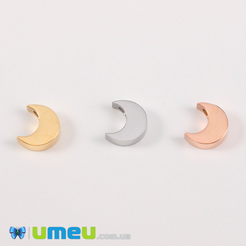 Намистина з нержавіючої сталі Місяць, 8х7 мм, Темне срібло (STL-039034)