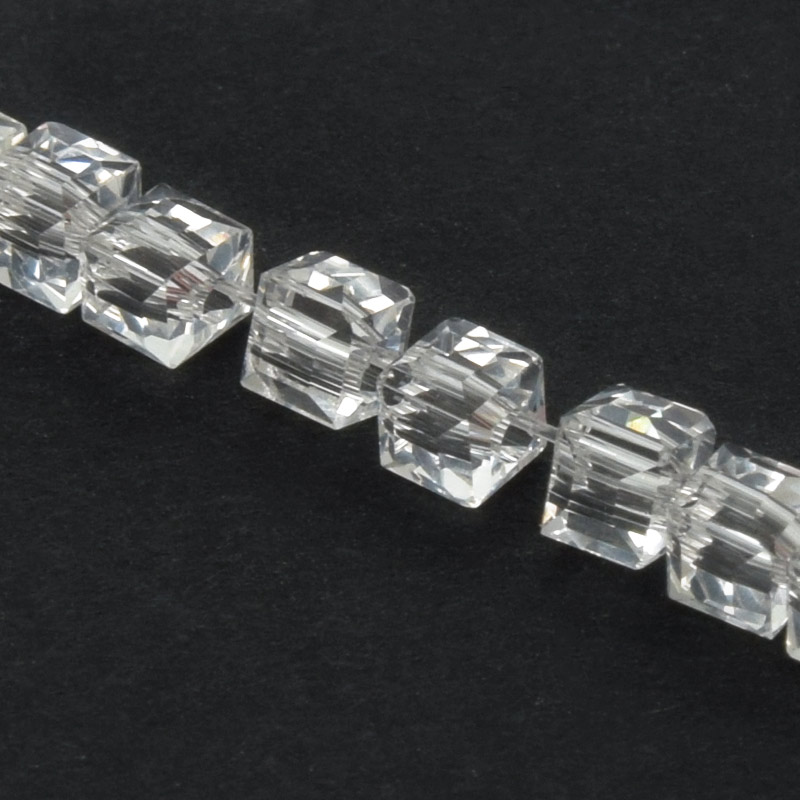 Намистини скляні, Куб, 3 мм, Прозорі (BUS-057487)