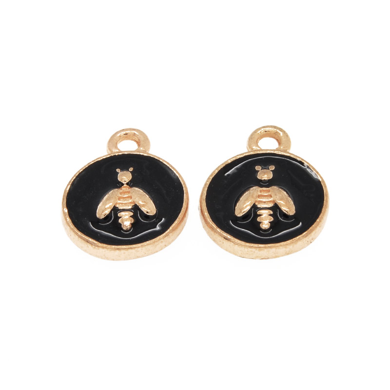 Підвіска метал. Кругла з бджолою (двостор.), 14,5х11,5 мм, Золото (POD-054680)