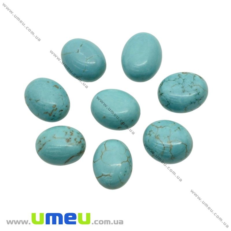 Кабошон нат. камінь Бірюза (син.), Овал, 10х8 мм (KAB-025990)