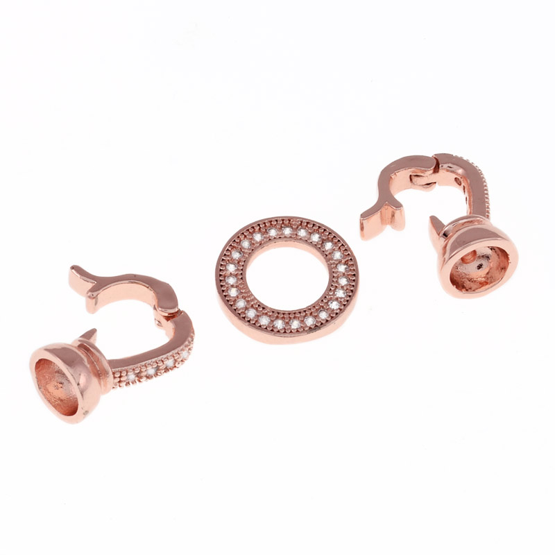 Застёжка, 27х12 мм, Латунь с покрытием 18 kt, Куб. цирконий, Розовое золото (ZAM-055453)