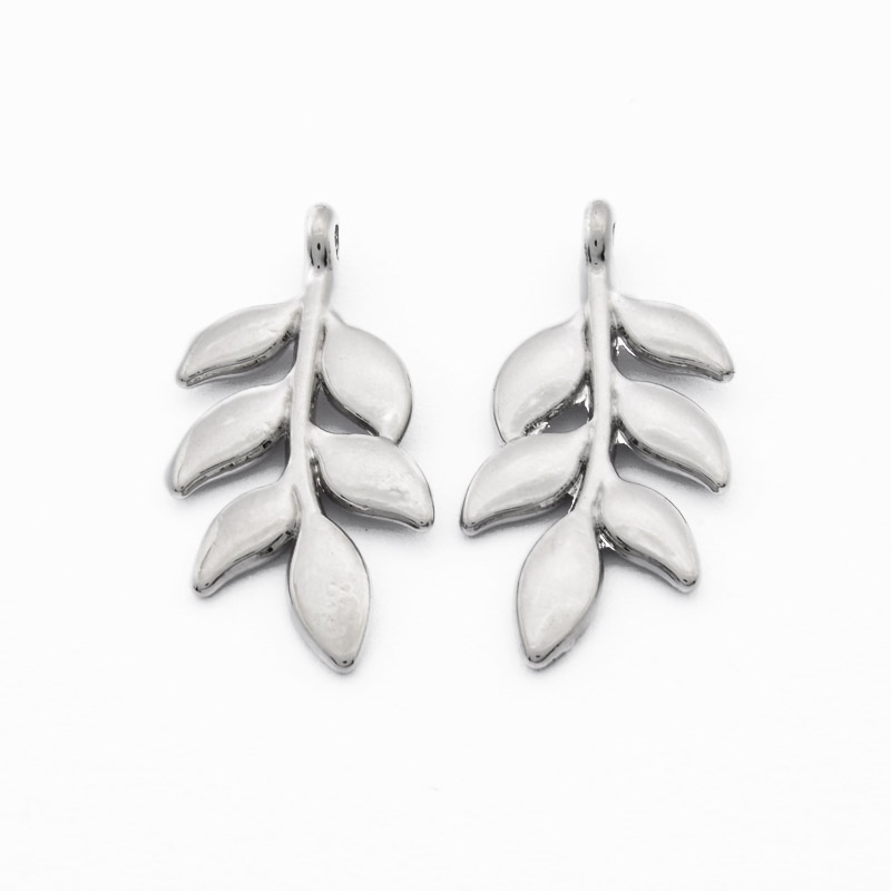 Підвіска метал. Листочки (двостор.), 24х12 мм, Темне срібло (POD-054755)