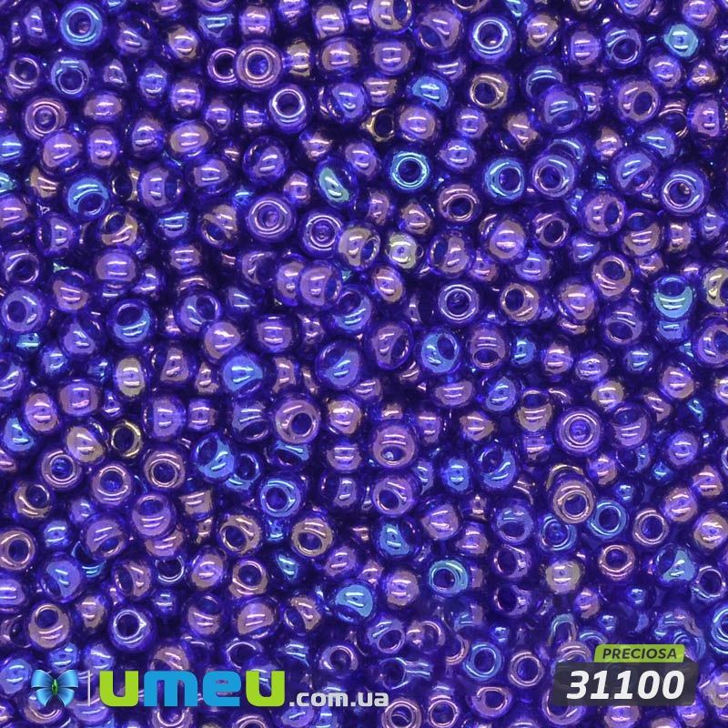 Бісер чеський №754 / 31100, Синій темний, Прозорий райдужний, 10/0 (BIS-036582)