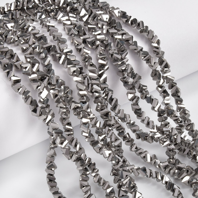 Намистини скляні скол (крихта), 4 мм, Сріблясті (BUS-060938)