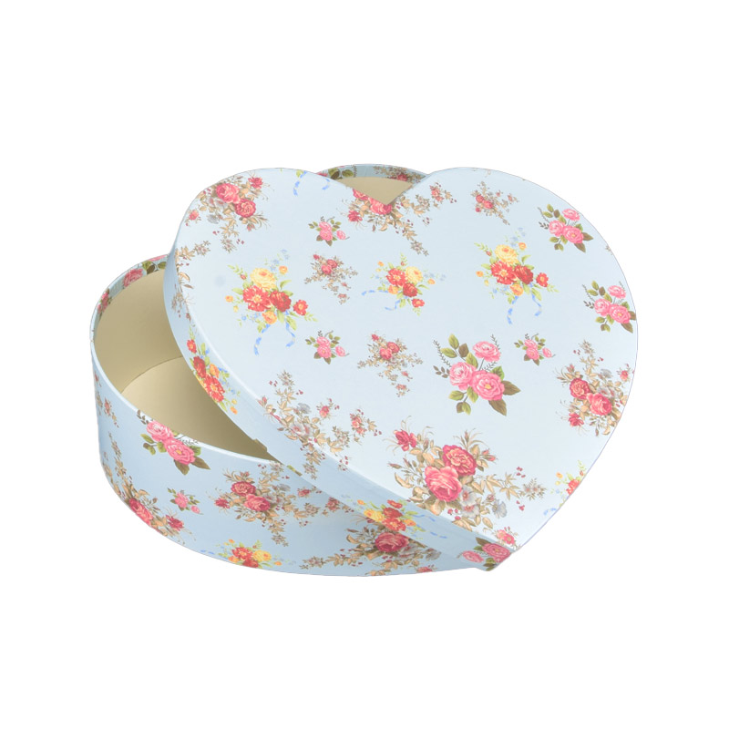 Подарункова коробка Серце з принтом, 22х19х8,5 см, Блакитна (UPK-060634)