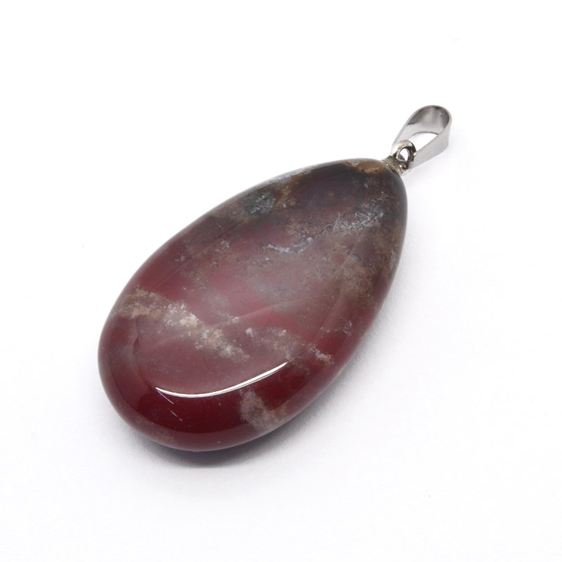 Підвіска Крапля, Натур. камінь Агат індійський, 44х24х12 мм (POD-054396)