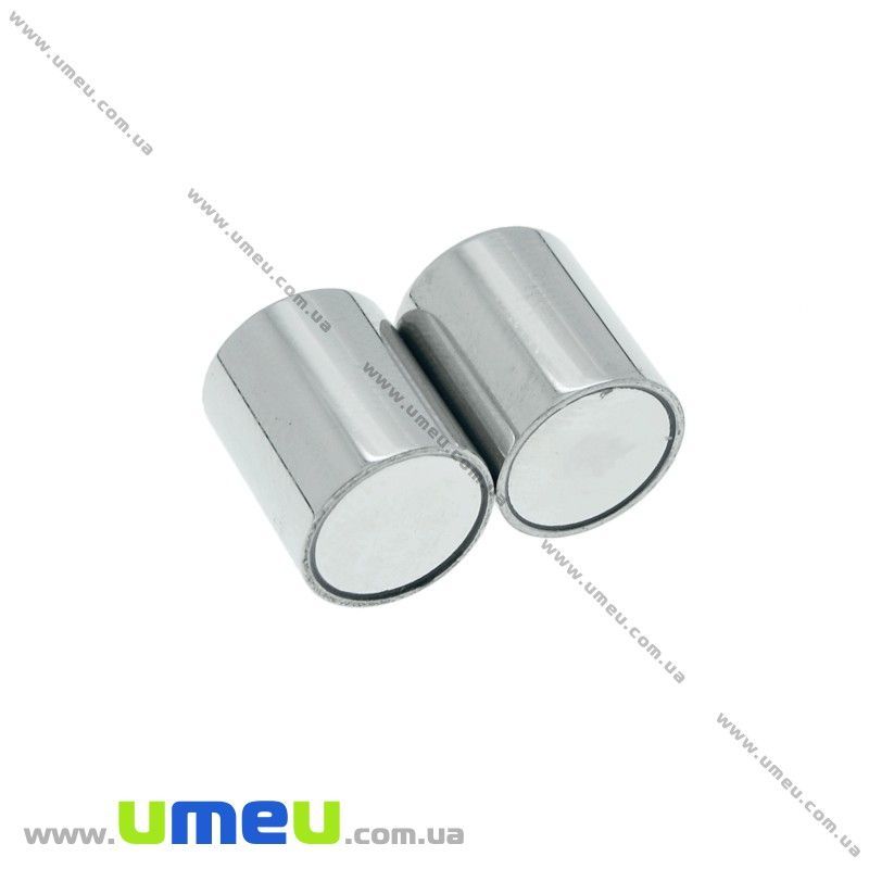 Замок магнитный из нерж. стали для вклеивания шнура, Темное серебро, 21х9 мм (STL-021123)