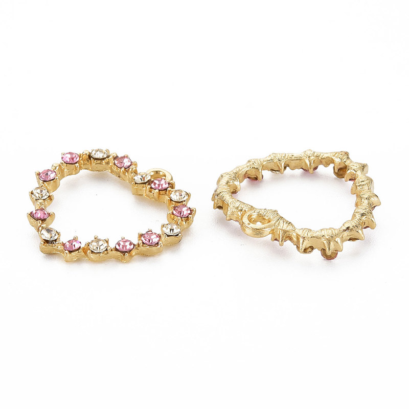 Підвіска метал. Серце зі стразами, 20,5 х20,5 мм, Світле золото (POD-053562)