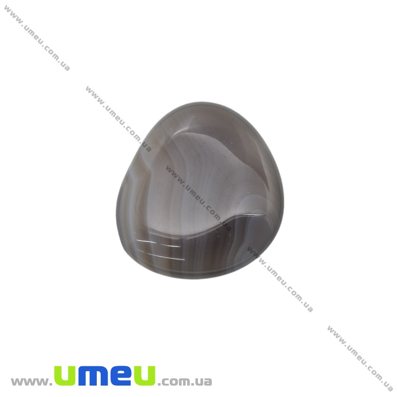 Підвіска з натурального каменю без отвору, Агат сірий, 26х23 мм (POD-026077)