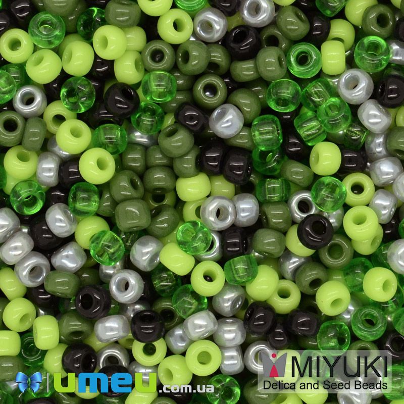 Бісер японський Miyuki круглий RR 8/0 №mix44, Зелений (BIS-045925)