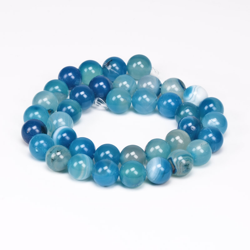 Бусины Агат синий, Натур. камень, 10 мм, Круглые (BUS-056099)