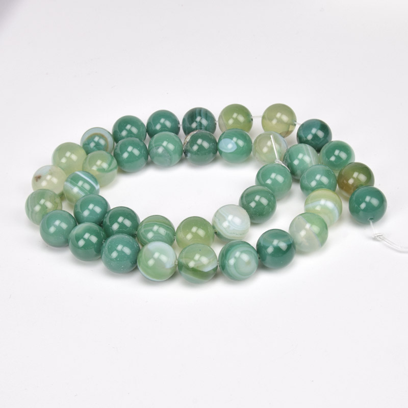 Намистини Агат зелений, Натур. камінь, 10 мм, 38 см, Круглі (BUS-060716)