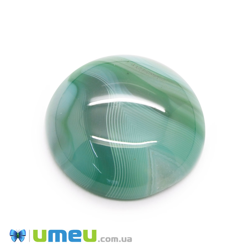 Кабошон нат. камінь Агат зелений, Круглий, 20,2 мм (KAB-049973)