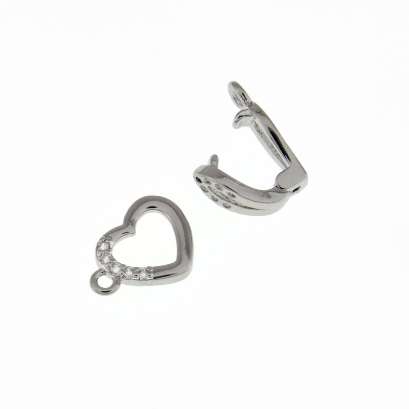 Застёжка, 18х8 мм, Латунь с покрытием Родий, Куб. цирконий (ZAM-060849)