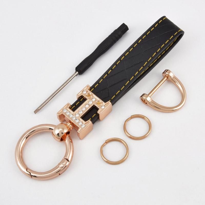 Брелок, 13х3,5 см, Черный, Искусственная кожа, Золото (OSN-058511)