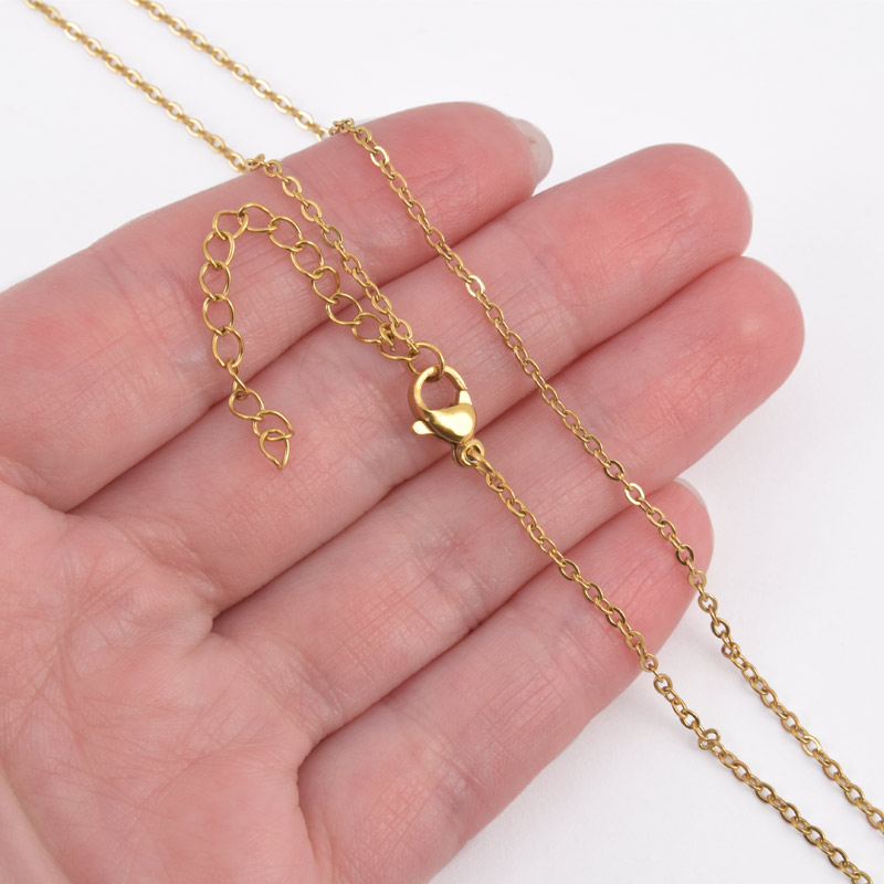 Основа на шею из нерж. ст. с удлинителем, Золото, 1,7 мм, 60 см (STL-058311)