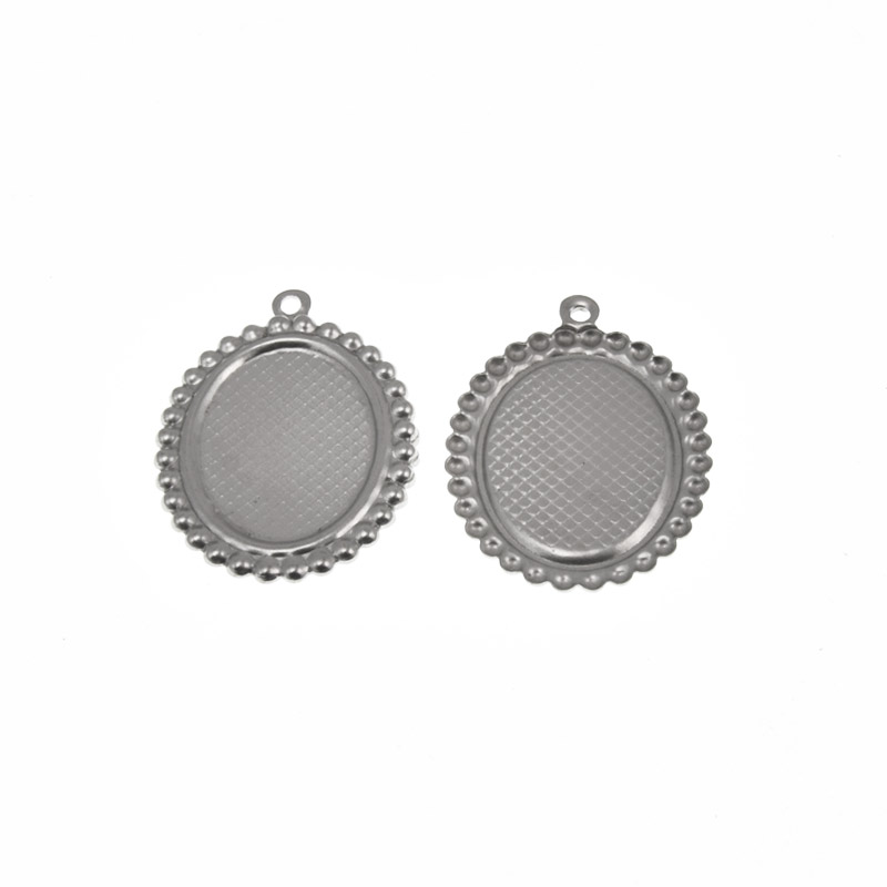 Основа овальна з нерж. сталі, 27,5х19,5 мм, 18х13 мм, Темне срібло (STL-059498)