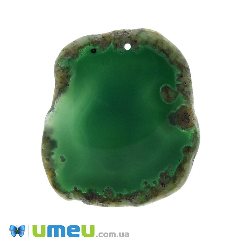 Зріз Агата, Зелений, 57х51 мм (POD-009255)