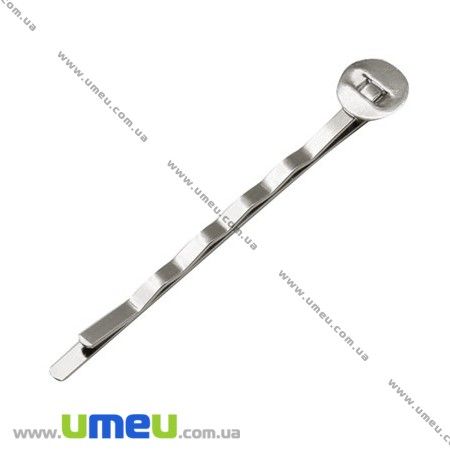 Основа мет. для шпильки невидимка, 52 мм, Темне срібло (OSN-001390)