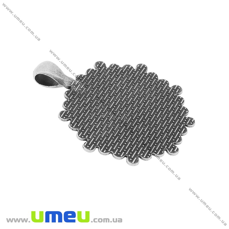 Основа круглая Цветы, 47х38 мм, 25 мм, Античное серебро (OSN-020047)