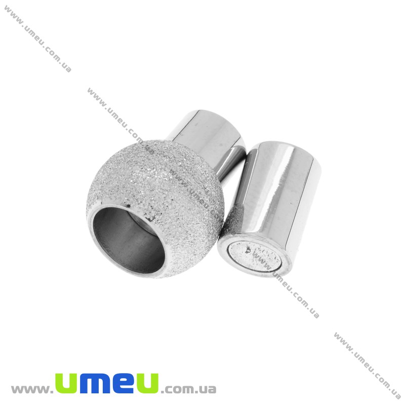 Замок магнітний з нерж. сталі для вклеювання шнура, 20х12 мм, Темне срібло (STL-025883)